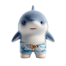 Adorable 3D Baby Shark Character with Cute Kawaii Style