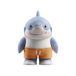 Cute 3D Shark Character Icon - Friendly Cartoon Mascot