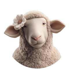 Niedliches Schaf mit Blume - Süßes 3D-Tiersymbol