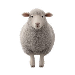 Cute Fluffy Sheep Icon - Adorable 3D Lamb Character