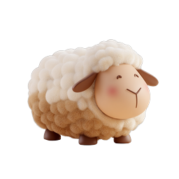 Cute 3D Sheep Icon - Adorable Fluffy Cartoon Lamb