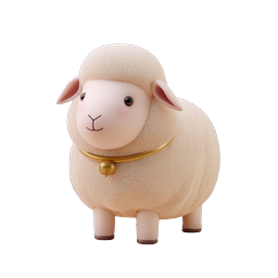 Cute 3D Sheep Icon - Adorable Lamb with Golden Bell