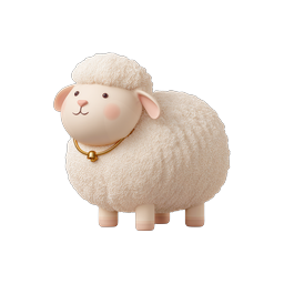 Cute 3D Sheep Icon - Adorable Farm Animal Character