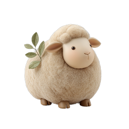 Cute 3D Sheep Icon - Adorable Lamb Character Design
