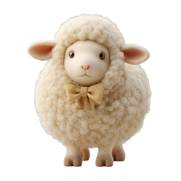 Cute Fluffy Sheep Lamb Icon with Bow Tie