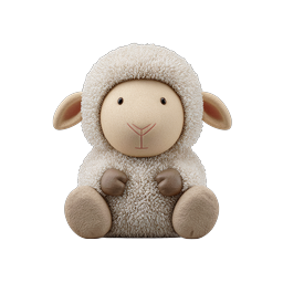 ไอคอนตุ๊กตาแกะขนฟูน่ารัก - เรนเดอร์ 3D สุดน่ารัก
