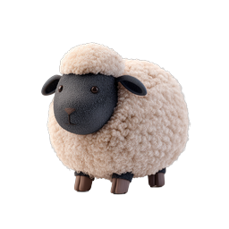 Cute Fluffy Sheep 3D Icon - Adorable Wool Lamb