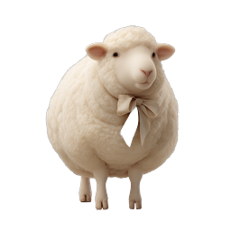 Cute Sheep with Bow - Adorable 3D Lamb Icon