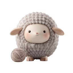 Cute 3D Sheep with Yarn Ball Icon - Adorable Clay Style
