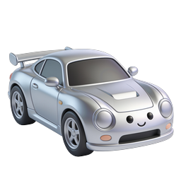 Cute Silver Sports Car Icon - Kawaii 3D Vehicle