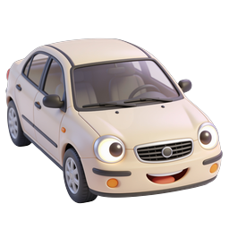 Cute Smiley Car Icon - 3D Cartoon Vehicle