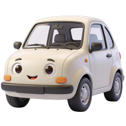 Cute Smiling Cartoon Car Icon - Friendly Animated Vehicle