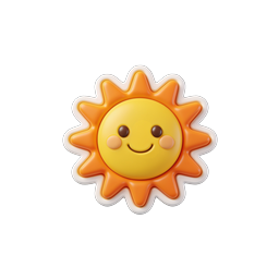 Cute Smiling Sun Clay-Style 3D Icon