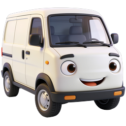 Cute Smiling Van Cartoon Icon - 3D Character Vehicle