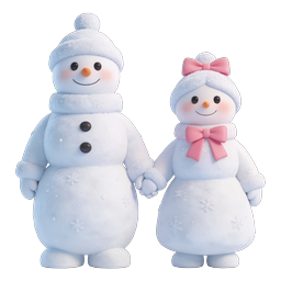 Adorable Snowman Couple Winter Holiday Icon | 3D Render
