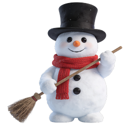 Cute Snowman with Top Hat and Broom Winter Icon
