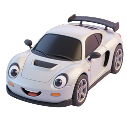Cute Cartoon Sports Car Character Icon - 3D Render