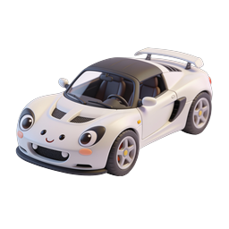 Cute Sports Car Icon - Kawaii 3D Vehicle Illustration
