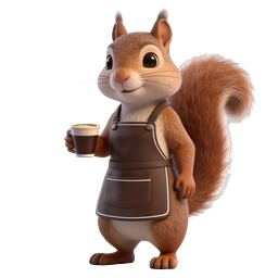 Ícone de esquilo barista fofo para branding de alimentos