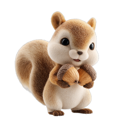 Cute 3D Squirrel with Acorns - Adorable Wildlife Icon