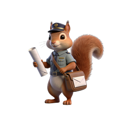 Cute Cartoon Squirrel Postman Icon for Fun Designs