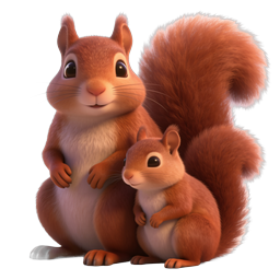 Cute 3D Red Squirrel Pair - Adorable Wildlife Icon
