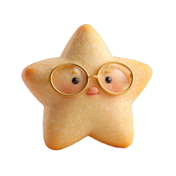 Cute Star with Glasses 3D Icon - Adorable Kawaii Character