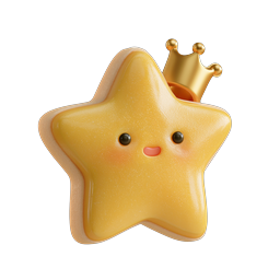 Icono 3D de Rey Estrella Lindo con Corona Real | Estilo de Arcilla Kawaii