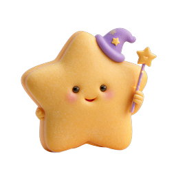 Cute Star Wizard 3D Icon - Magical Kawaii Character
