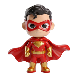 Cute Chibi Superhero Character 3D Icon