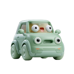 Cute Surprised Cartoon Car Character Icon