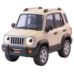 Cute 3D SUV Car Cartoon Icon - Friendly Vehicle
