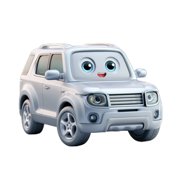 Cute Cartoon SUV Car Character with Friendly Face | 3D Icon
