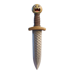 Ícone 3D Personagem Espada de Desenho Animado Fofo