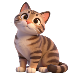 Adorable 3D Tabby Kitten Icon for Pet & Animal Designs