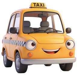 Cute Cartoon Taxi Cab Icon - 3D Rendered Transport Icon