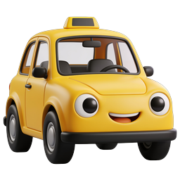Cute Yellow Taxi Cab Icon - Cartoon 3D Transportation