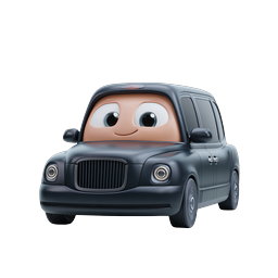 Cute Cartoon Taxi Car Character Icon | 3D Rendered