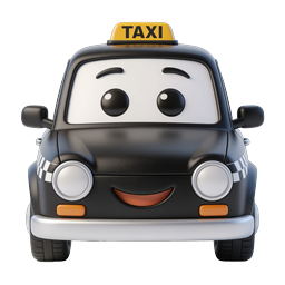 Cute Cartoon Taxi Cab Character Icon - 3D Rendered