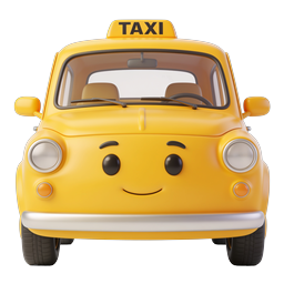 Süßes Cartoon-Taxi-Icon in Gelb - 3D-gerendert