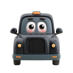 Cute 3D Cartoon Taxi Character Icon