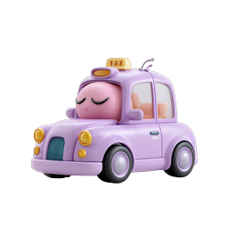 Cute Purple Taxi Character Icon - 3D Clay Style