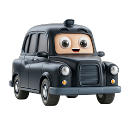 Cute Cartoon Taxi Character Icon - 3D Clay Style