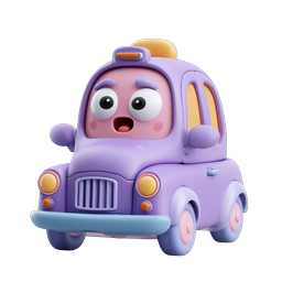 Cute 3D Cartoon Taxi Character Icon | Kawaii Style
