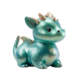 Cute Teal Baby Dragon 3D Icon - Mythical Creature