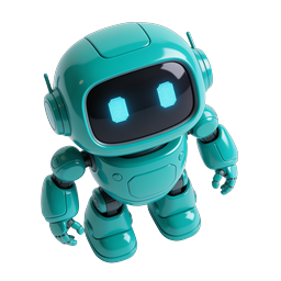 Cute Teal Robot AI Assistant Icon - 3D Rendered
