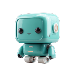 Cute Teal Robot 3D Icon - AI Character Mascot