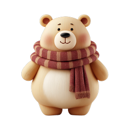 Cute Teddy Bear with Plaid Scarf - Adorable 3D Icon
