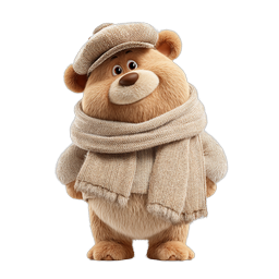 Cute Teddy Bear Winter Outfit 3D Character Icon