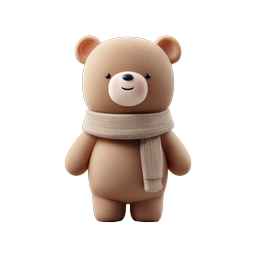 Adorable 3D Teddy Bear Icon with Cozy Winter Scarf